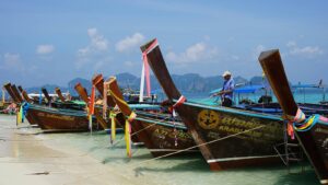 Boats on a beach in Asia